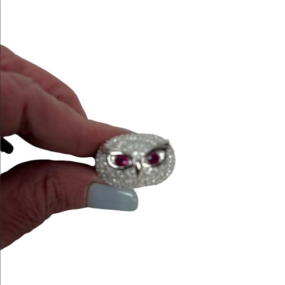 GLD Iced Owl Ring Vermeil .925 - Picture 5 of 9